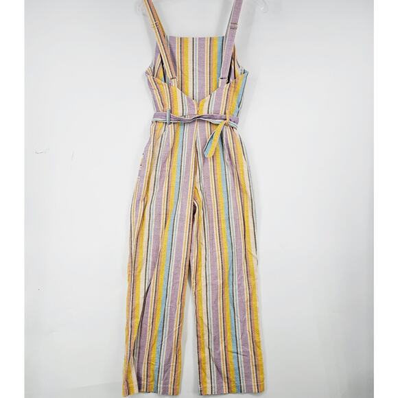 Ellejay Holly Striped Cropped Jumpsuit Rainbow Pastel One Piece Women's L 3703 - Picture 3 of 10